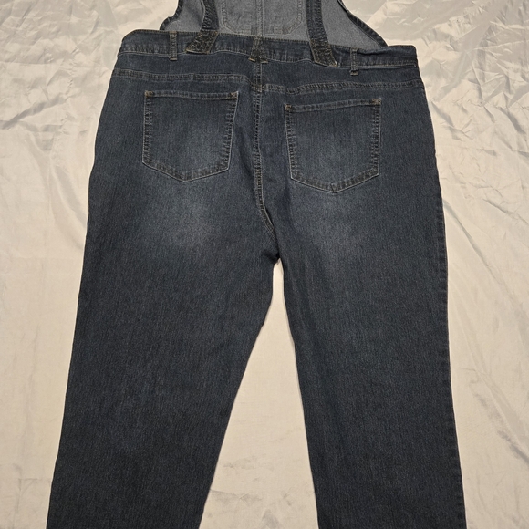 Angels‎ Forever Young Denim Overalls Womens XL Indigo Blue Jean Pockets, Button - Picture 5 of 7
